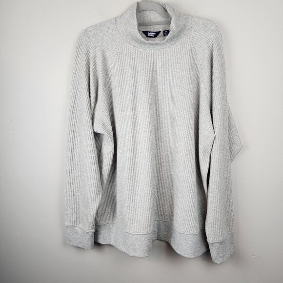 Lands End Womens 2XL Gray Waffle Knit Pullover Sweater  Long Sleeve Relaxed Fit - Picture 1 of 9